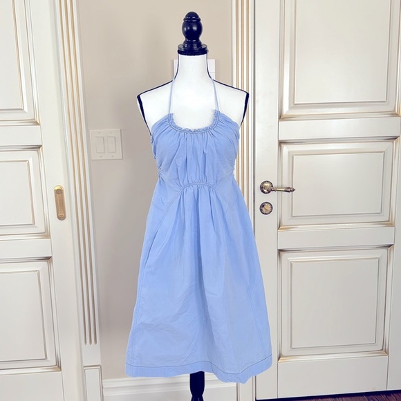 3.1 Phillip Lim Gathered Ruched Blue Cotton Dress Size 6 - Picture 13 of 14